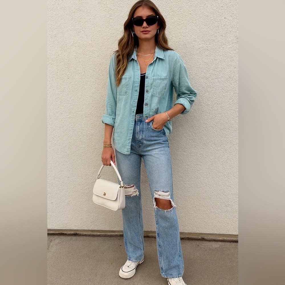 Love & Legend Sky Blue Shirt Women's Size 14